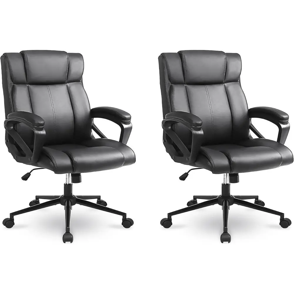 

Ergonomic Heavy-Duty Office Chairs, 300lbs Capacity, PU Leather, Lumbar Support for Conference Rooms, Black