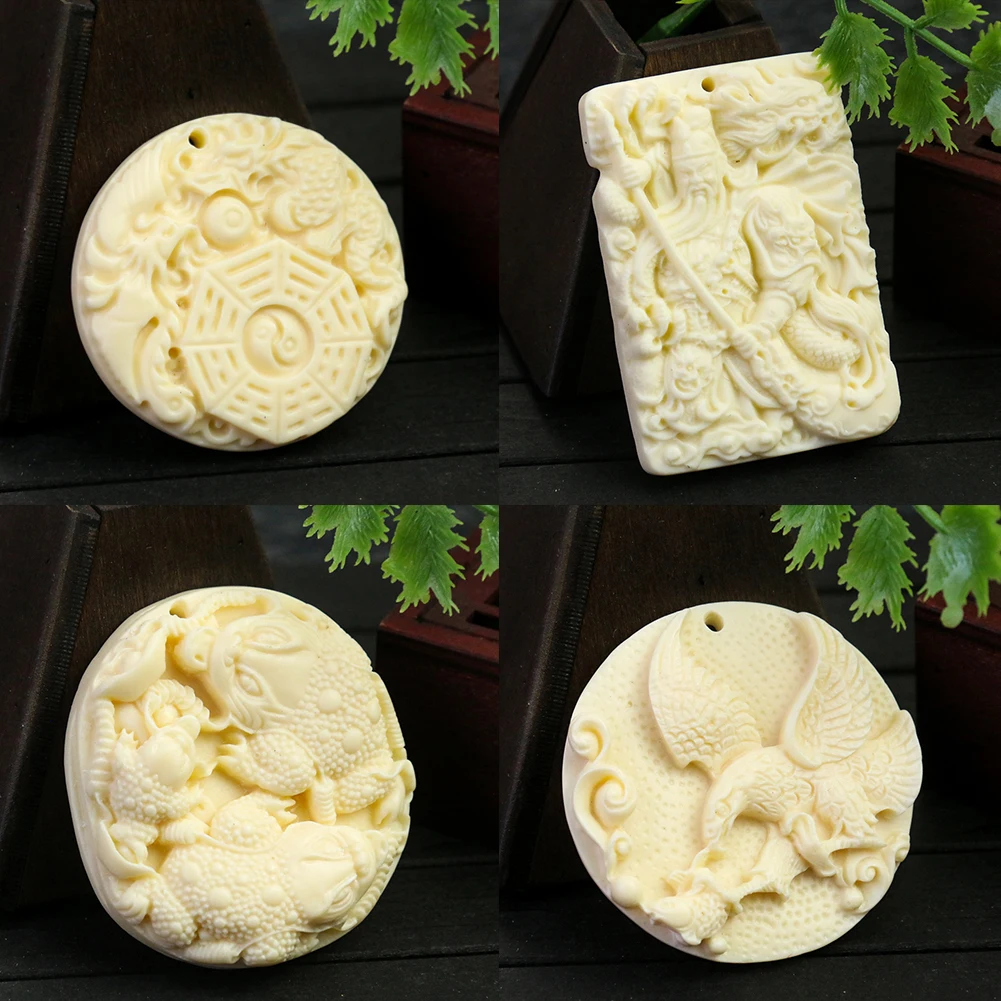 Natural TAGUA Coconut Cameo Eagle Pendant Ivory Nut Amulet Craft Charm DIY Buddhism Necklace Hanging Jewelry Making Accessory