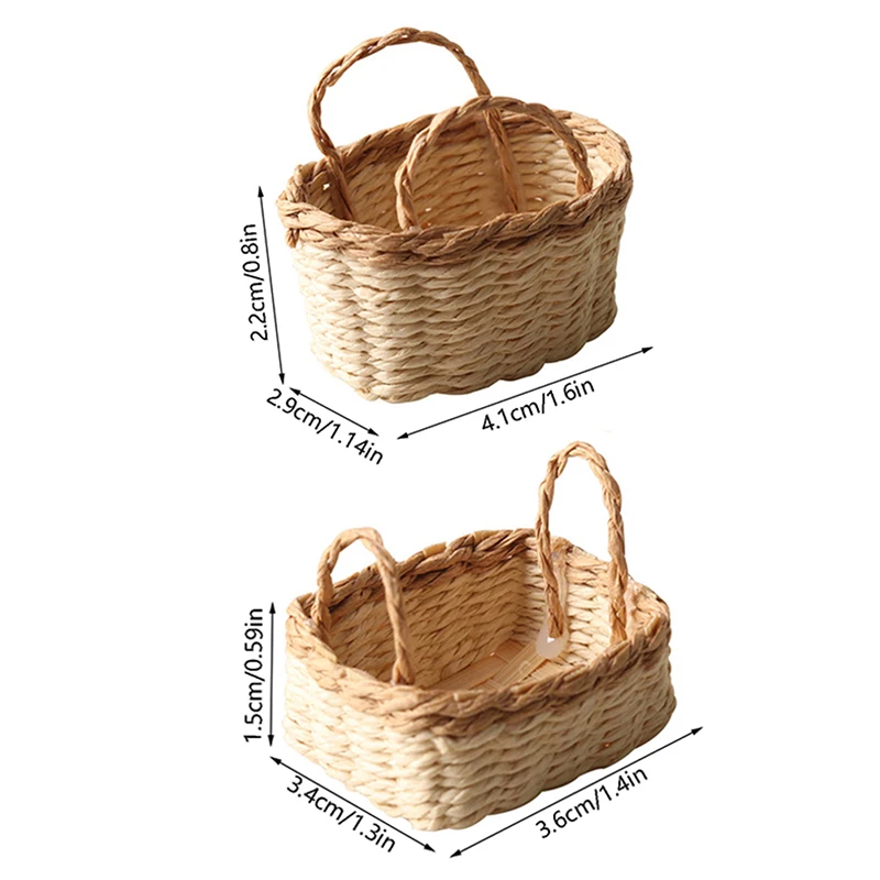 1:12 Dollhouse Bamboo Rattan Miniature Storage Basket Vegetable Food Woven Frame Kitchen Model Decor Toy Doll House Accessories