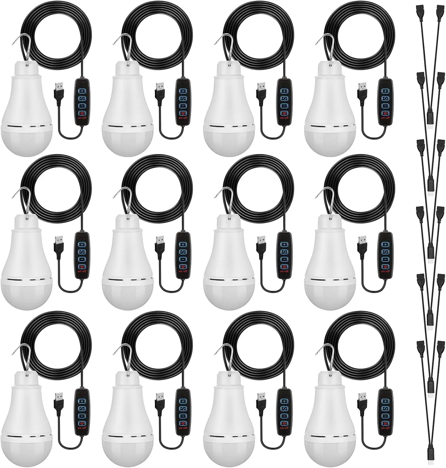 

12 Pcs USB LED String Lights Rechargeable Portable for Camping Backyard Garage Boat