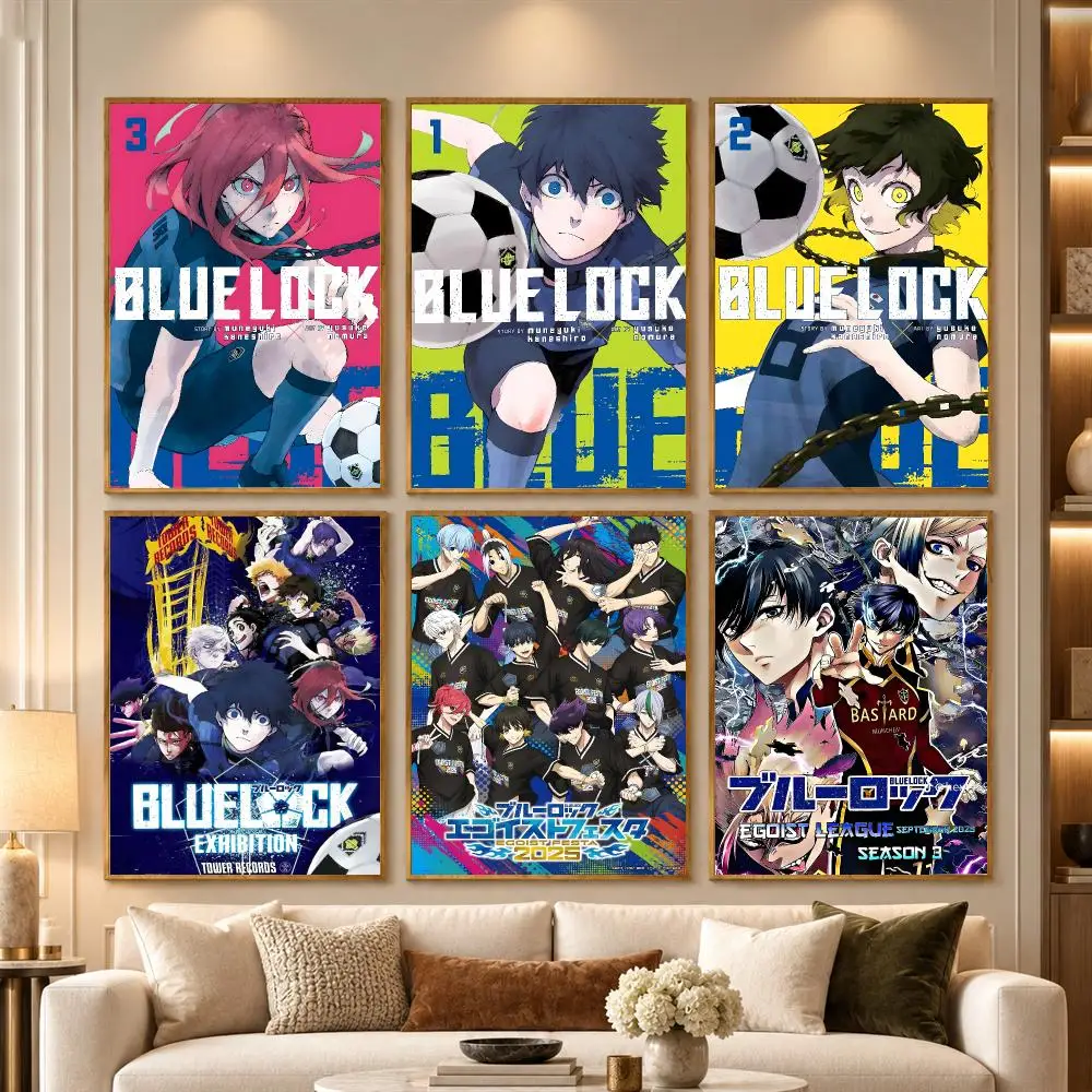 Anime Blue L-Lock Poster Wall Art Stickers Self Adhesive Print Mural Decals for Bedroom Living Room Apartment Home Decor Gift