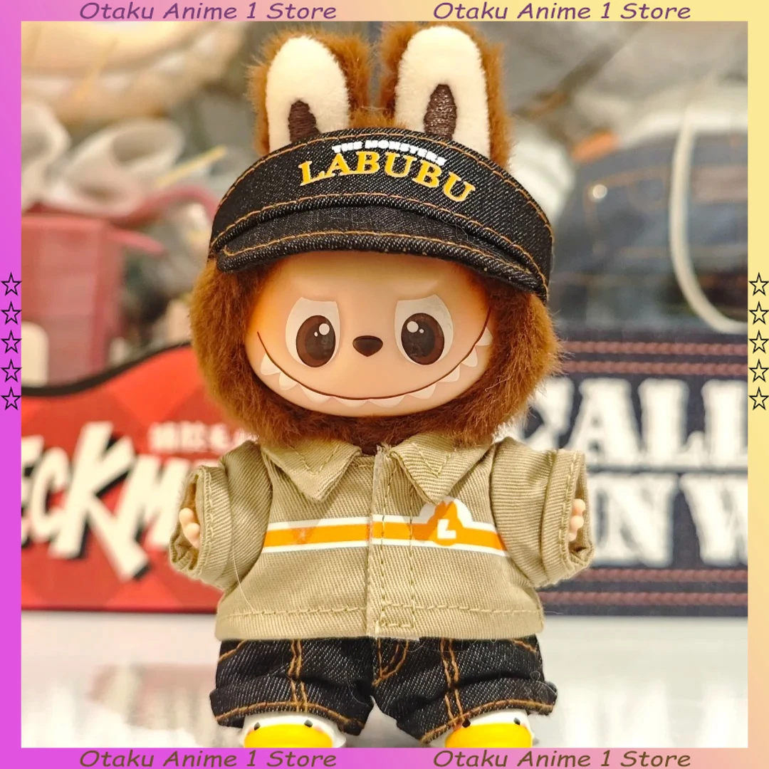 ل Labubu 4.0 الملابس لطيف أحمق مارت أمين الصندوق موحدة 3 قطعة مجموعة صغيرة أفخم دمية الملابس موضة إكسسوارات دمي هدية