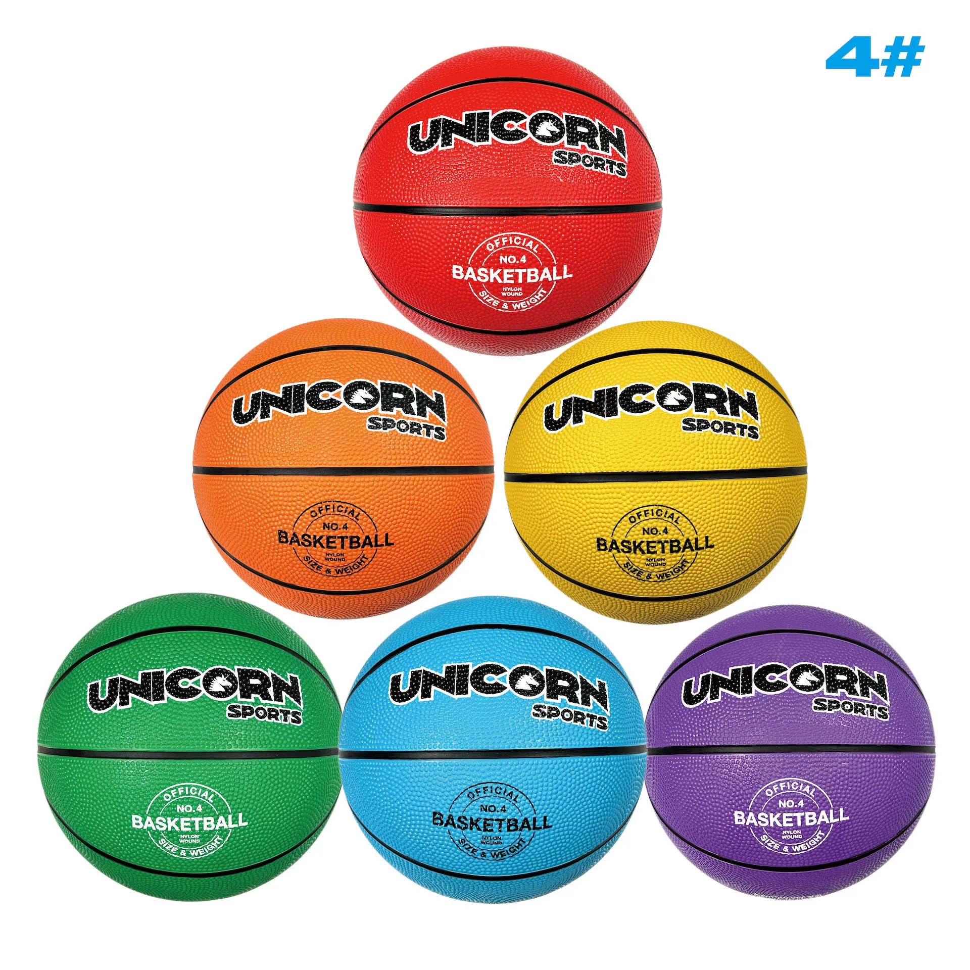 Pelota de goma de baloncesto para interiores y exteriores, pelota de entrenamiento, color arcoíris, tamaño 4