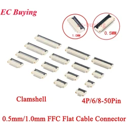 10PCS 0.5mm/1mm Pitch Under Clamshell Socket FPC FFC Flat Cable Connector 4P 5P 6P 8P 10P 12P 14P 16P 20P 22P 24P 30P 34P 40P 50