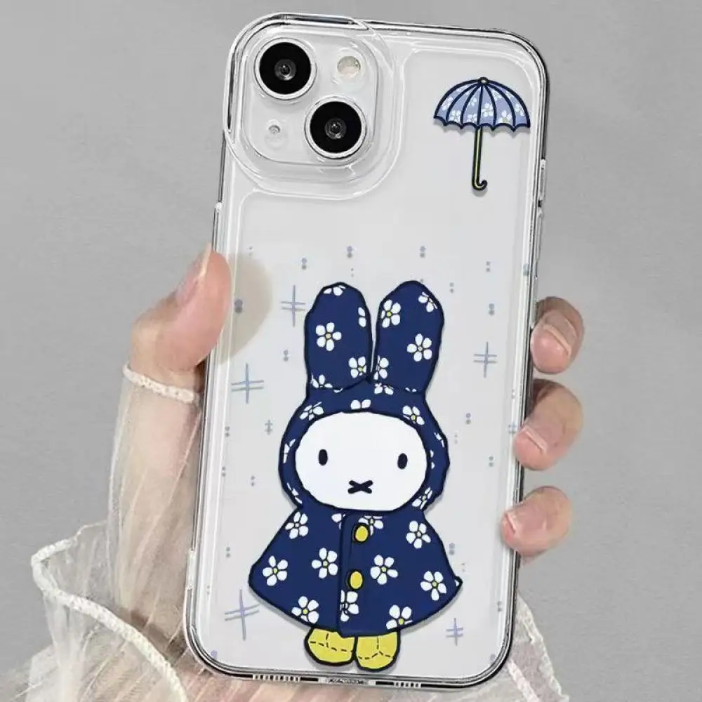 

Чехол для телефона Miffy Rabbit Raincoat подходит для Iphone 12, 13, 14, 15, 16 чехлов для телефонов, мягкий чехол для телефона, подарок «все включено», Kawaii