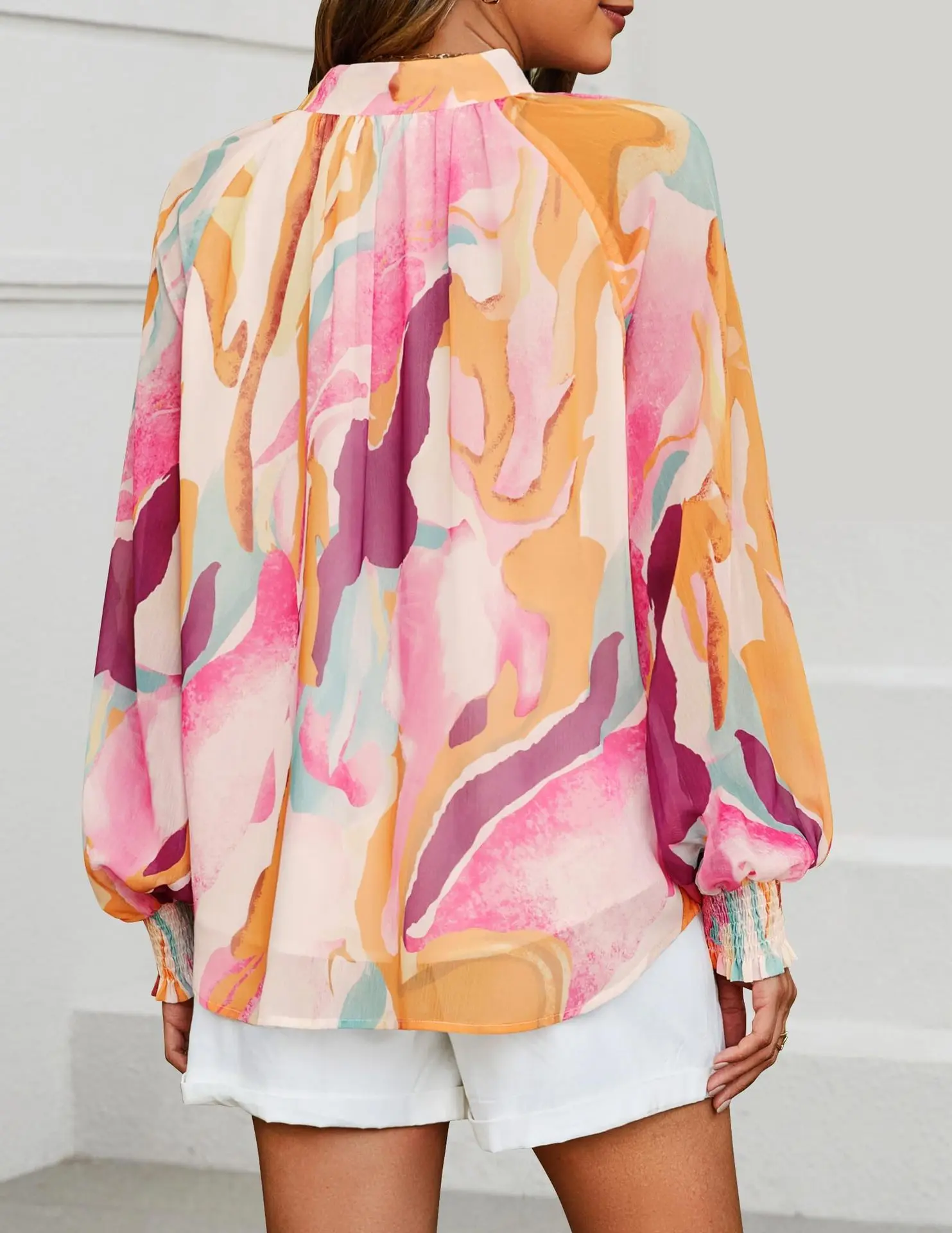 봄 신상 여성 루즈 셔츠 디자인 랜턴 슬리브 패션 버튼 가디건 탑 심플 다용도 블라우스