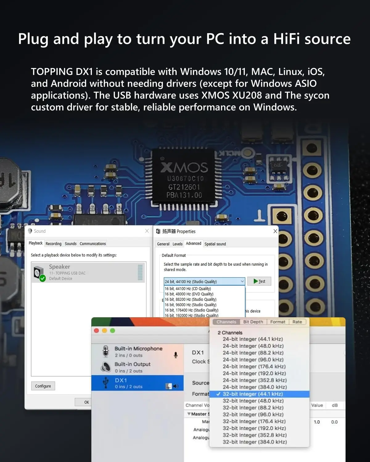 مضخم صوت DX1 Mini DAC وسماعات الرأس، LNRD منفصل لنظام التشغيل Windows، MAC، iOS، Android، HiFi Audio (أسود) #6