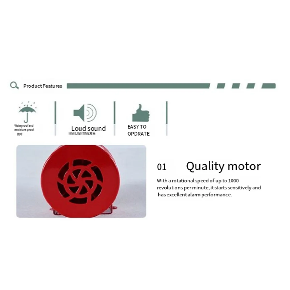 AA98 MS-190 Motor Alarm 220V 120DB Red Mini Metal Motor Alarm Industrial Sound Electrical Guard Against Theft Motor Alarm