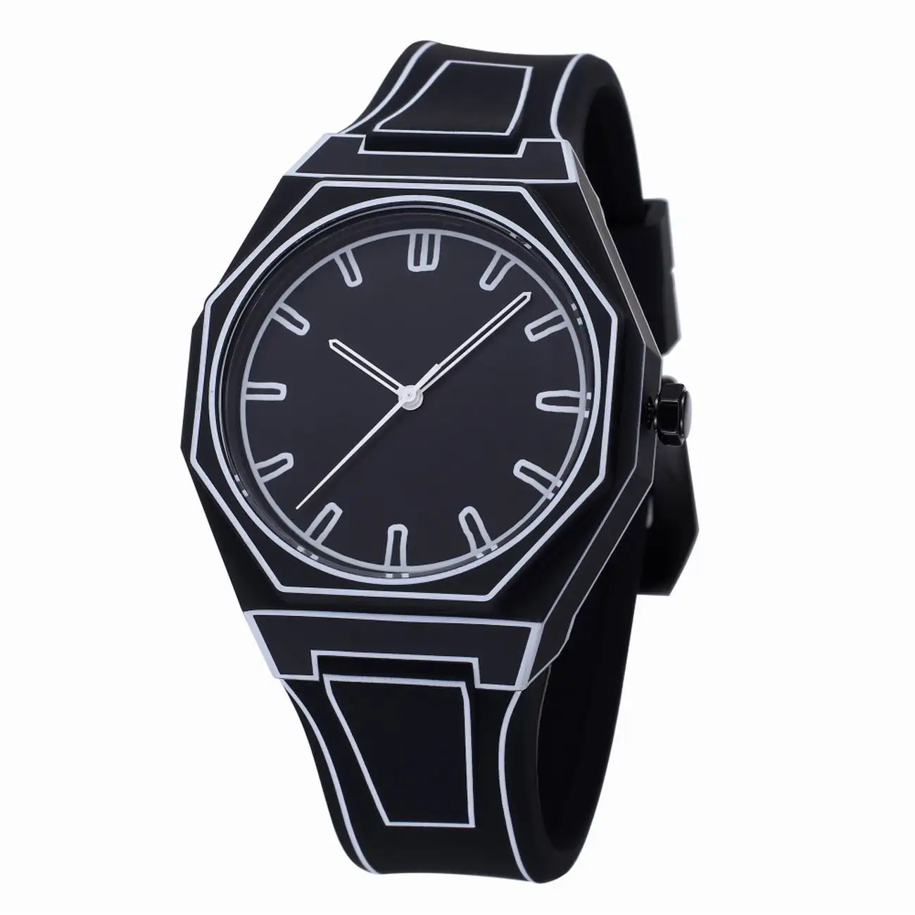 

Lightweight Polycarbonate case high tech black men's watch classic simple silicone strap men's quartz watch fashion style clock