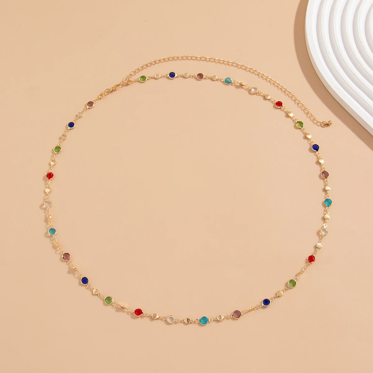 IngeSight.Z Simple Colorful Geometric Crystal Waist Belly Chain for Women 2024 Trendy Bikini Thin Belt Chain Body Jewelry