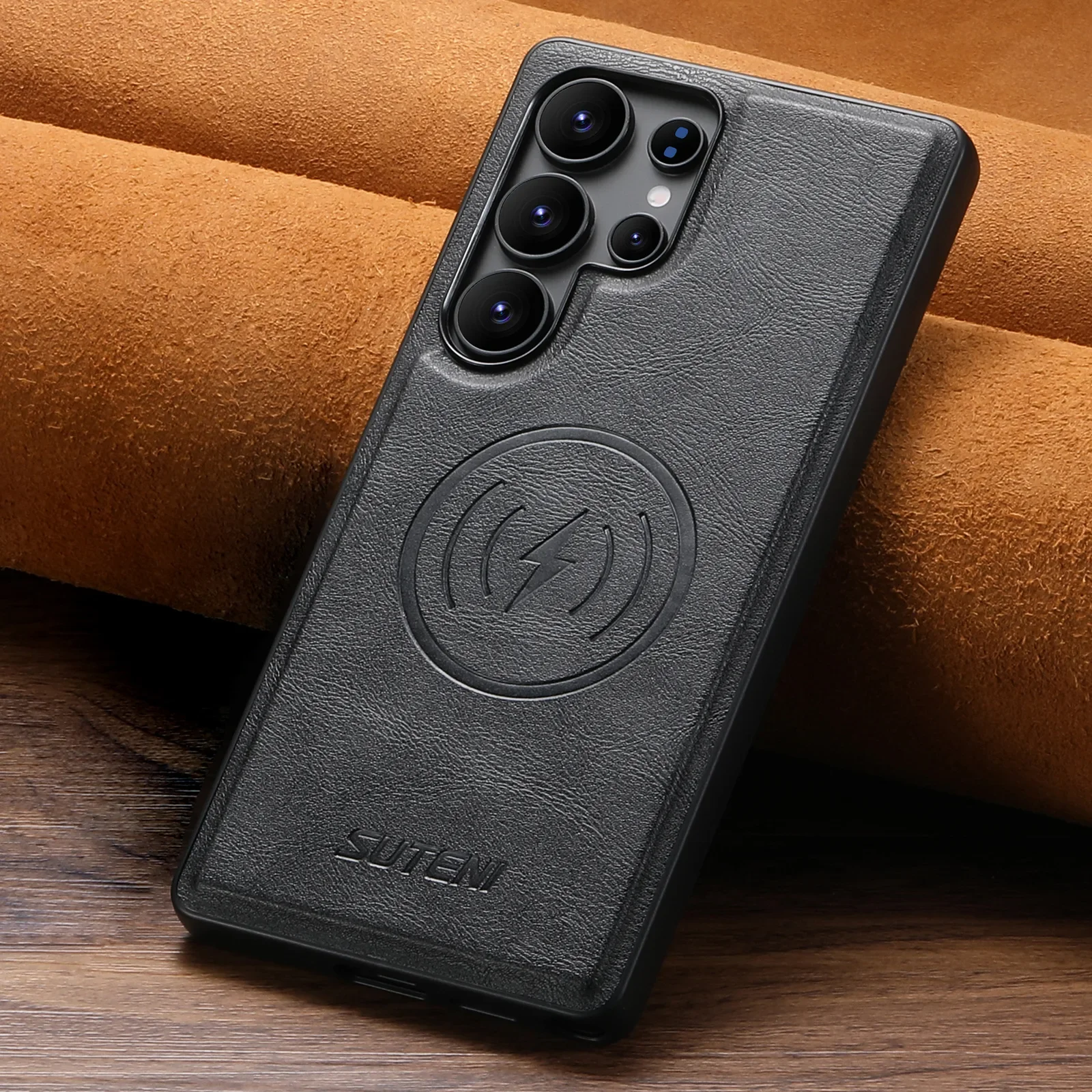 حافظة لهاتف سامسونج جالاكسي S25 الترا S23 S22 S24U شل الراقية المغناطيسي شحن لاسلكي جلد ريترو حفرة كبيرة غطاء ناعم #6