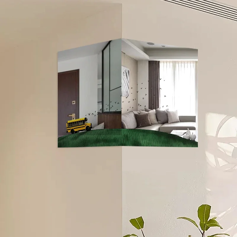 

Light luxury living room corner mirror decorative painting 2024 new corner double-sided decorative ins wind creative mirror hang
