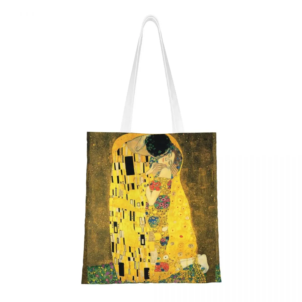 

The Kiss Gustav Klimt Canvas Tote Bag Reusable Large Capacity Grocery Bag for Unisex