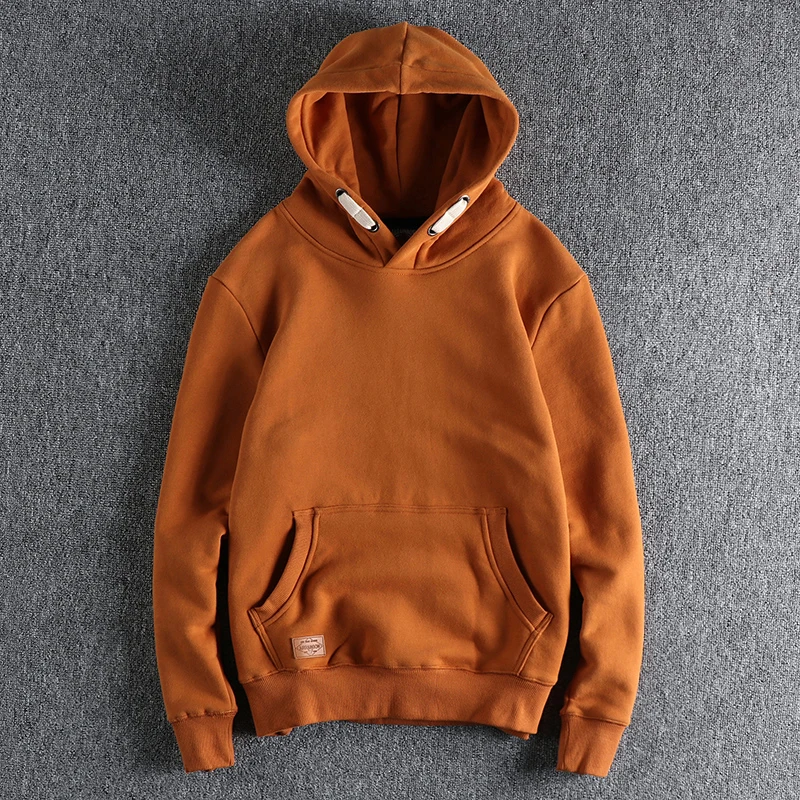 

Heavyweight Fleece Lined Hoodie Men's Loose Fit Thickened Youthful Vintage Color Daily Wear Autumn Winter Outerwear