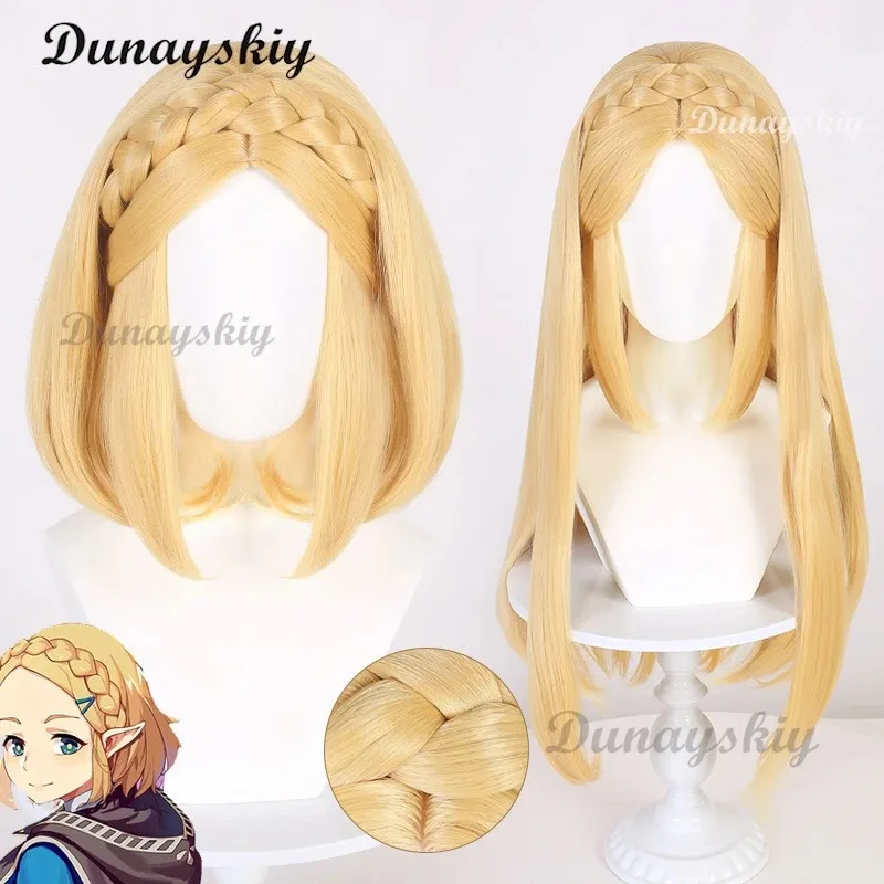 زيلدا شعر مستعار الأميرة شعر مستعار تأثيري 35 سنتيمتر/72 سنتيمتر الذهبي الأصفر جديلة تأثيري أنيمي الشعر مقاومة للحرارة بيروكات صناعية #1