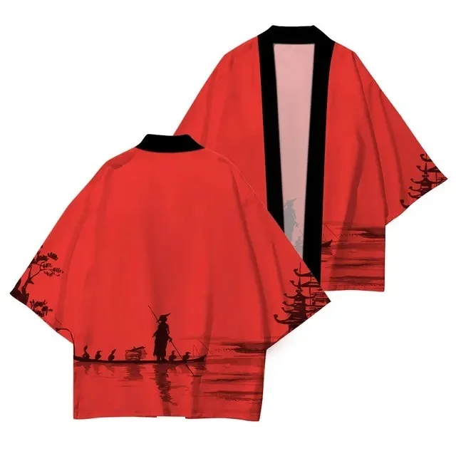 Summer Samurai Kimono Men Cosplay Japanese Fashion Vintage Haori Streetwear Kimono Yukata Cardigan Stylish Resort Robe