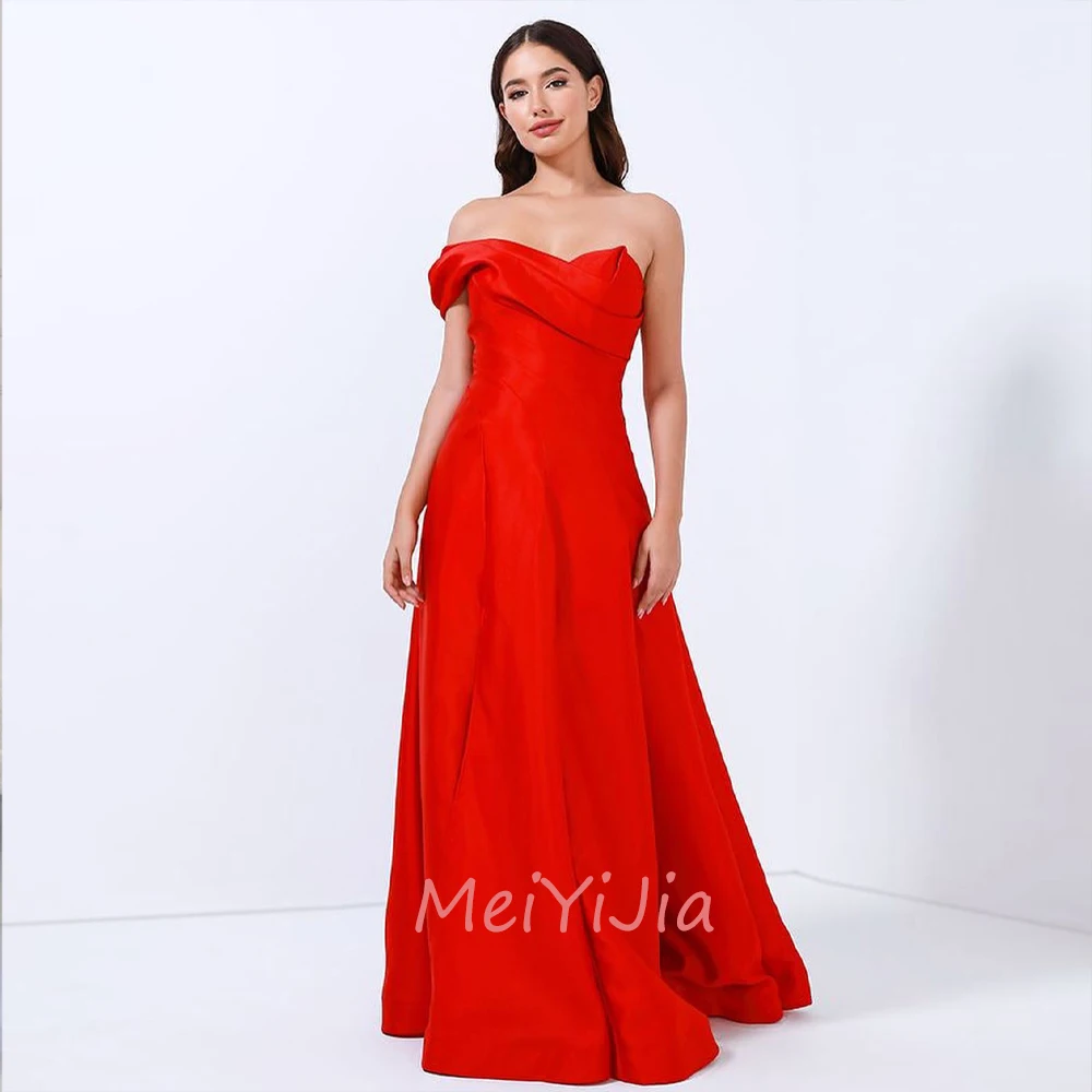 

MeiYiJia Strapless Simple Sheath Floor-Length Satin Mermaid Ruffle Saudi Arabia Sexy Evening Birthday Club Outfits Summer 2024