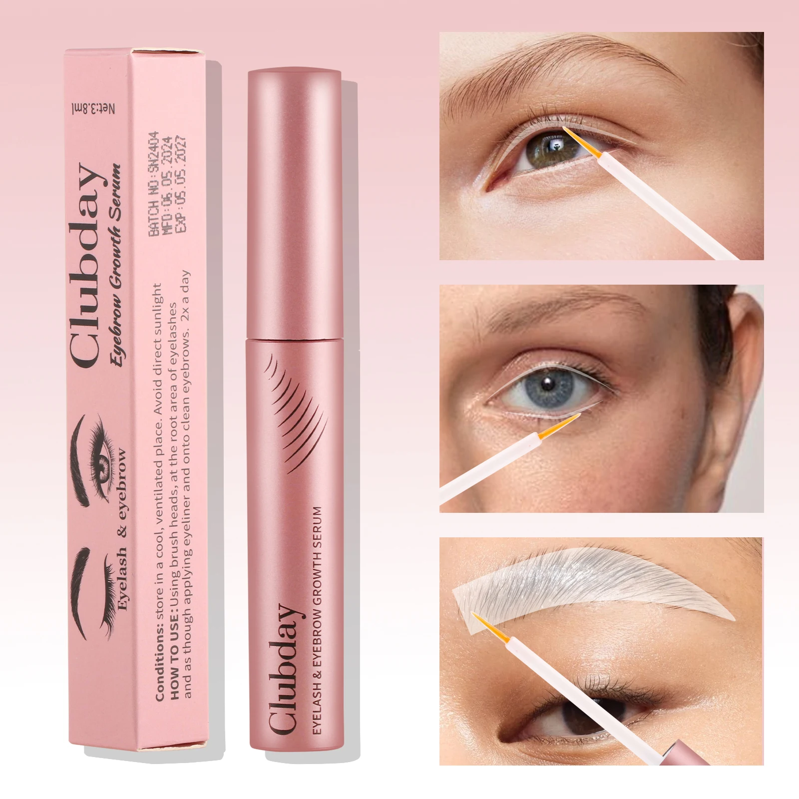 Clubday Make-up transparentes Auge schwarz natürliche Augenbrauen dicke Wimpern Curling Wimpern dickes Make-up