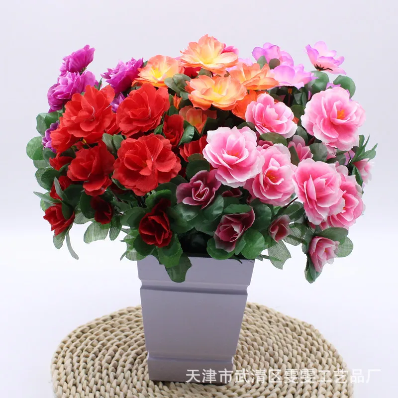 7-fork single bouquet, simulated azalea, azalea, plastic flower, pastoral photography, decorative flower arrangement, silk f