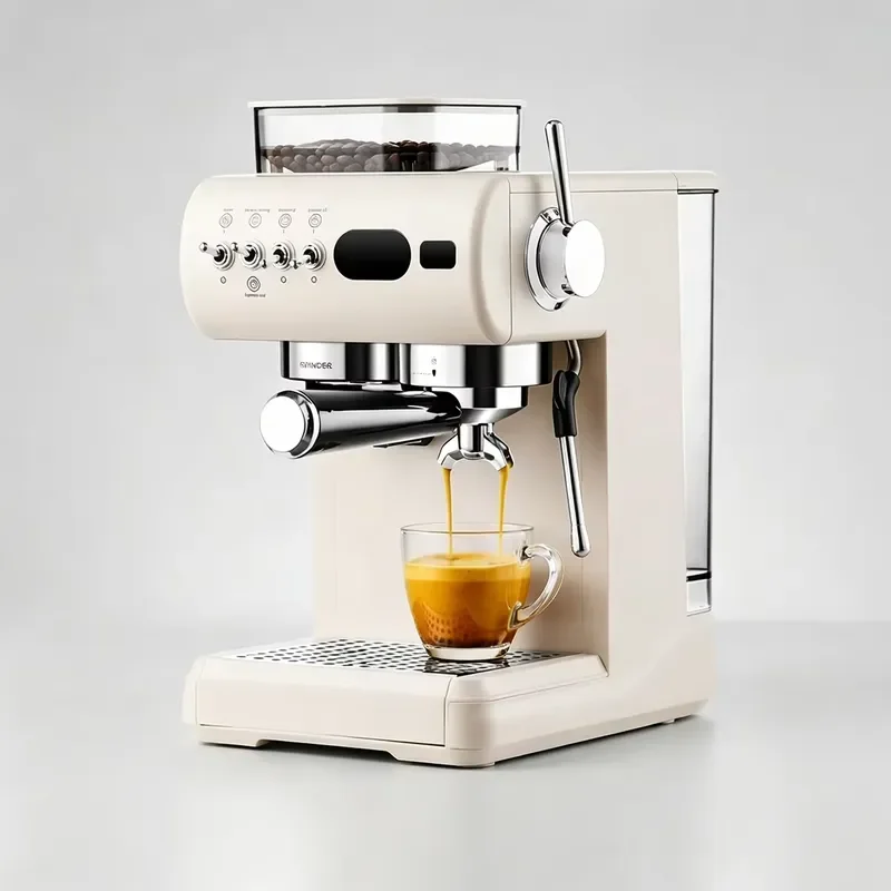 20 Bar Semi Automatic Espresso Machine With Grinder Stainless Steel Professional Italian Coffee Maker For Home Commercial Use