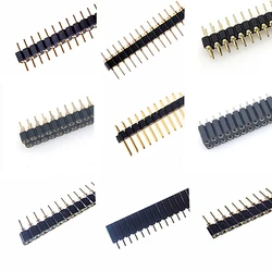 5pcs 2.54mm Pitch 1x40 2x40 40 80 Pin Female Male Hole Round Header Strip Connector Straight Single Double Row Tin Gold Plated