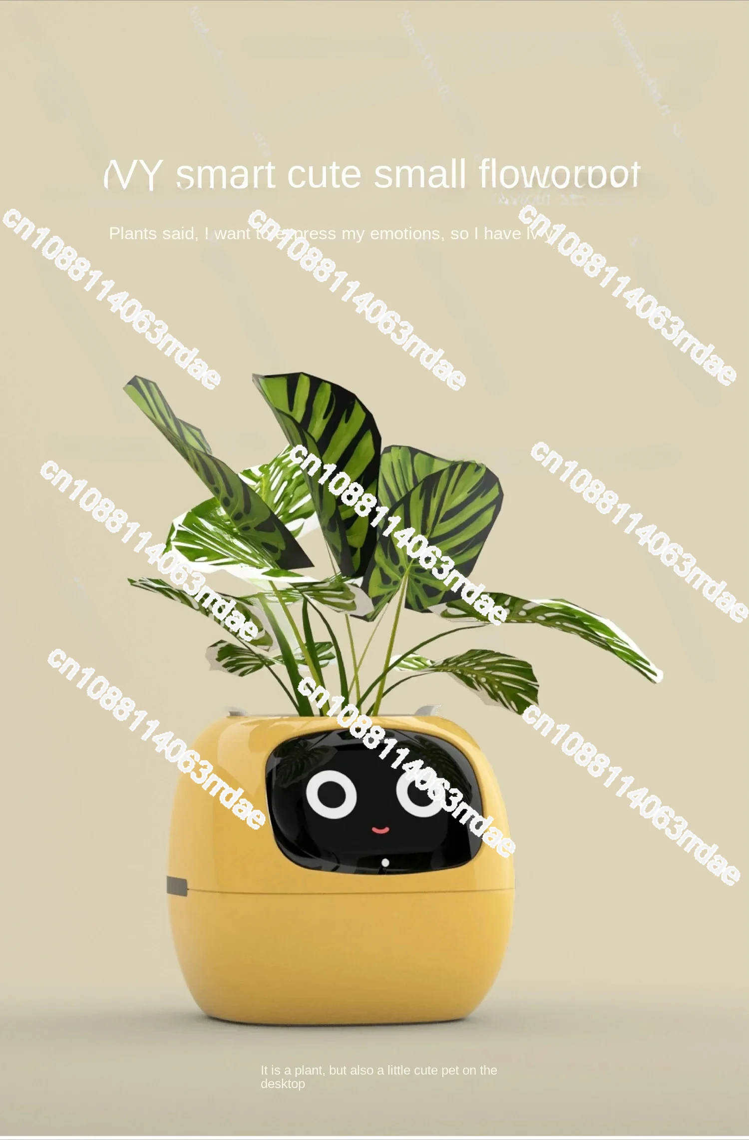 Intelligent Potted Ivy Desktop Green Plant Intelligent Cute Pet interaction Flower Pot Cartoon Expression Plant Emotions English