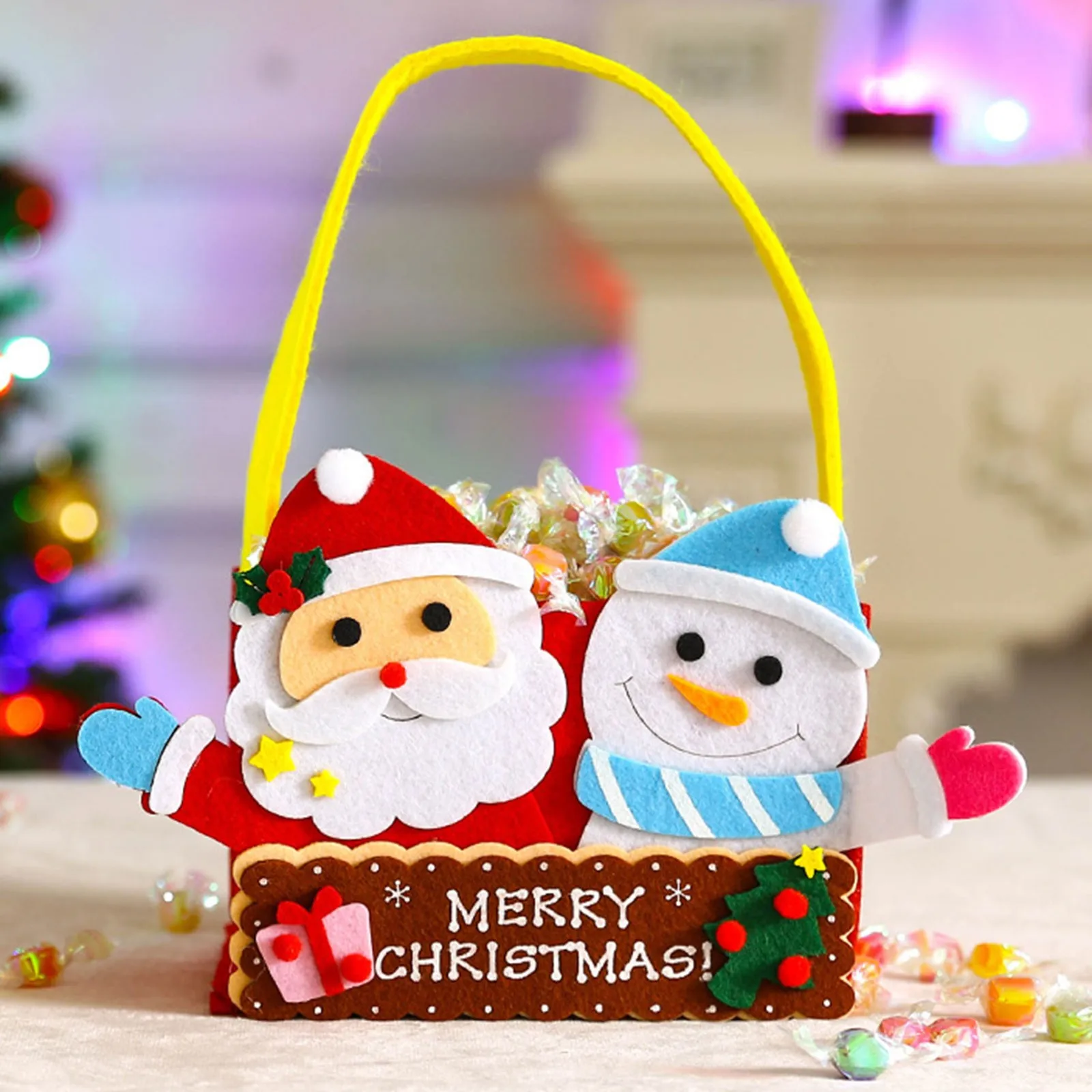 

1pcs Christmas Gift Candy Bag 3d Santa Snowman Doll Tote Bag New Year Christmas Decorations Home Reusable Burlap Shopping Bag