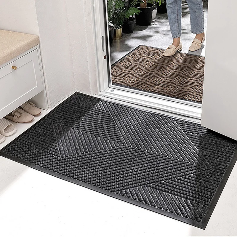 1 Piece Door Mat Outdoor Indoor Entrance Welcome Mat Stain & Fade Resistant, Low Profile, Durable Rubber