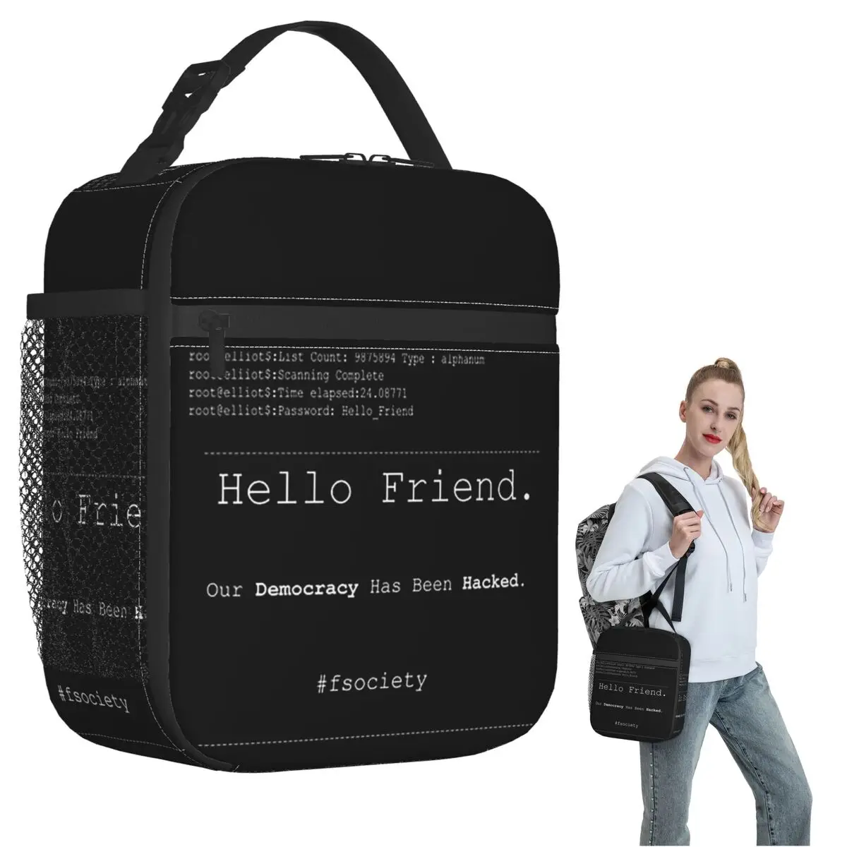 

Термосумка для обедов Mr Robot Hello Friend Fsociety для женщин и детей, герметичная, для еды, термосумка-тоут