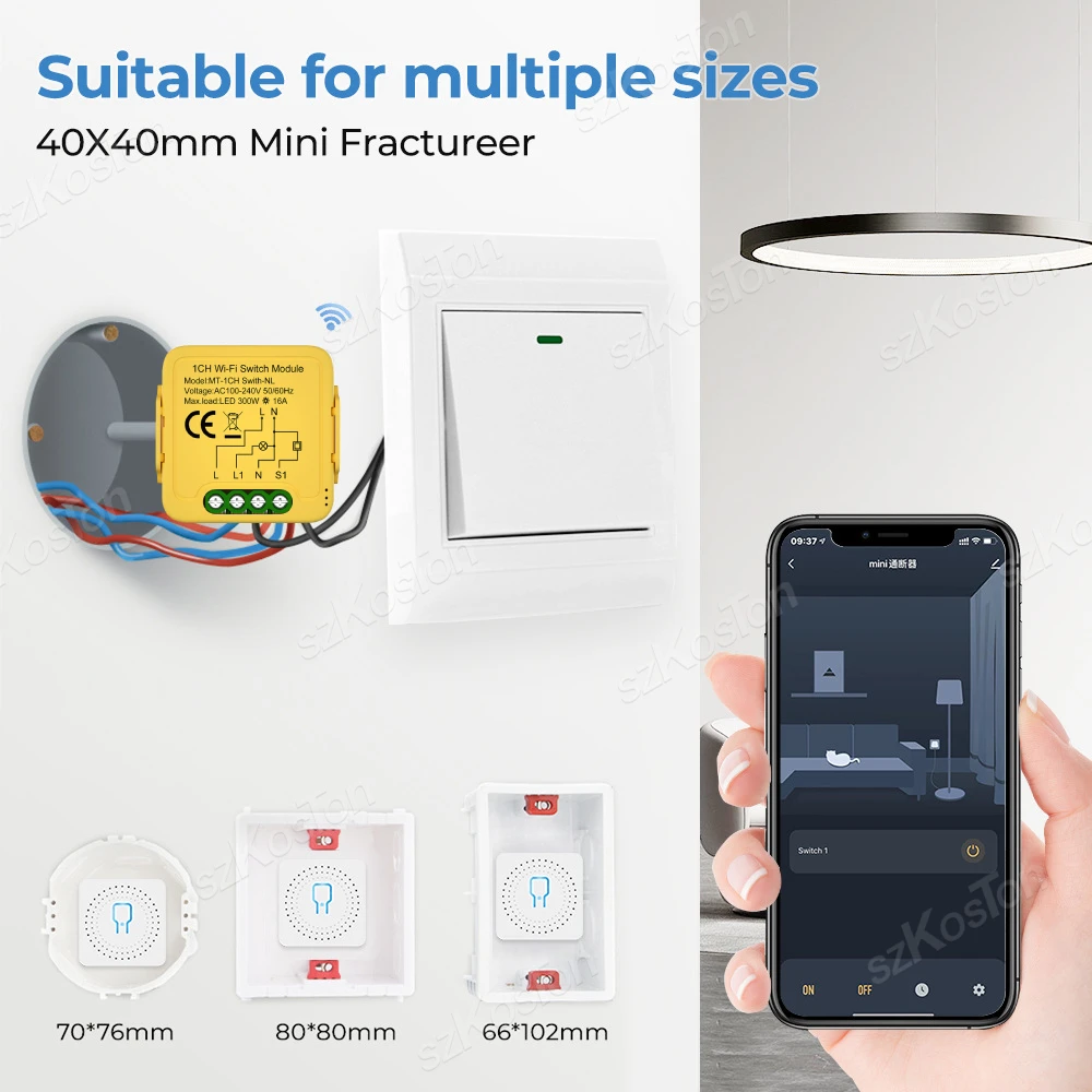 For Homekit Matter WiFi Smart Switch 16A Smart Home Automation Relay Module Works with Homekit Siri Smartthings Alexa Google