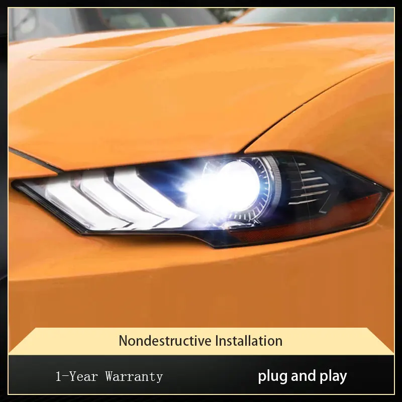 Car Lights For Ford Mustang 2018 2019 2020 LED Auto Headlight Assembly Upgrade DRL Dynamic Signal Front Lamp Tool Accessories