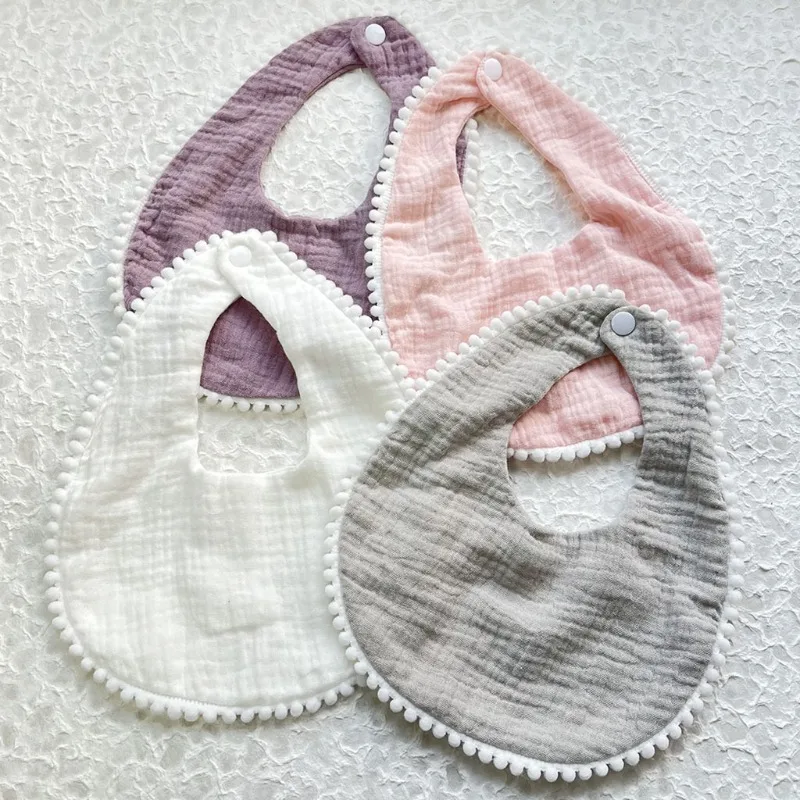 

1 Piece INS Casual Organic Gauze Drool Bibs for Babies Super Absorbent Bandana Bib Ruffle Trim Soft Safe Teething Bib Set