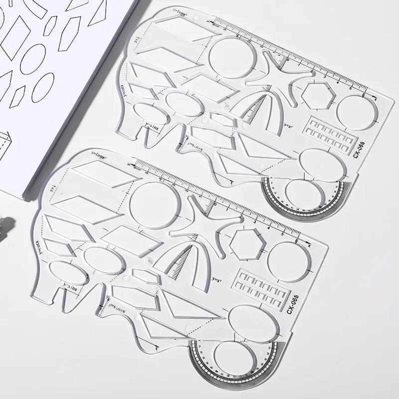 Creative Design Transparent Fast Drawing Template for Circle Geometry and Mathematics Function Multifunctional Soft Ruler