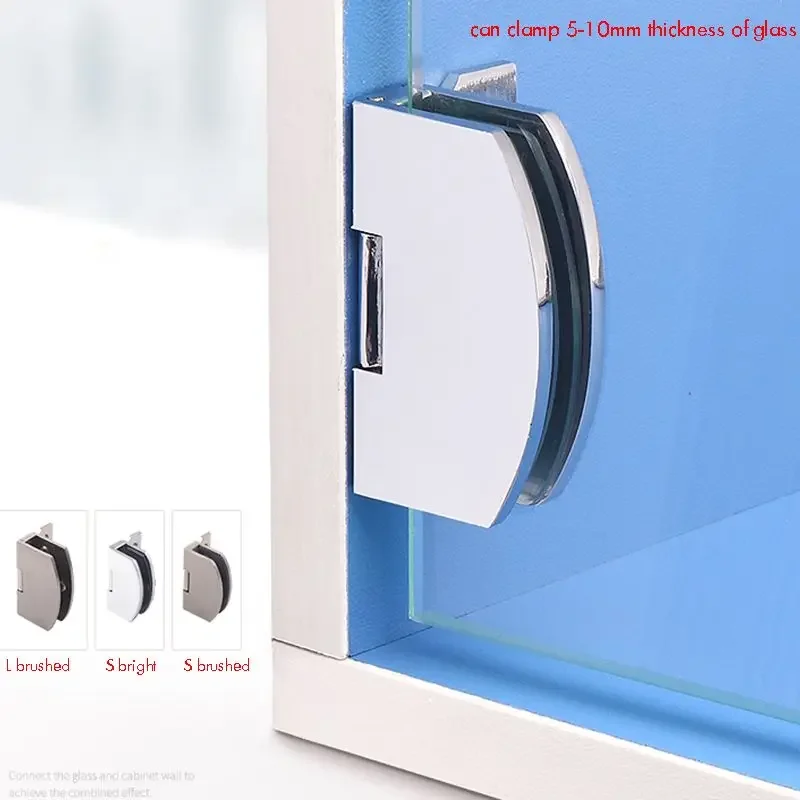 Glass Hinge Free Punching Zinc Alloy Brushed / Bright Hinges for Wine Cabinet Display Cabinet 5-8mm / 8-10mm Thickness Glass