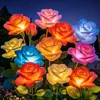 Solar Garden Lights Outdoor Multi-Color Changing LED Waterproof Rose Flower Solar Lights Landscape Pathway Garden Decor Gifts for Women 1