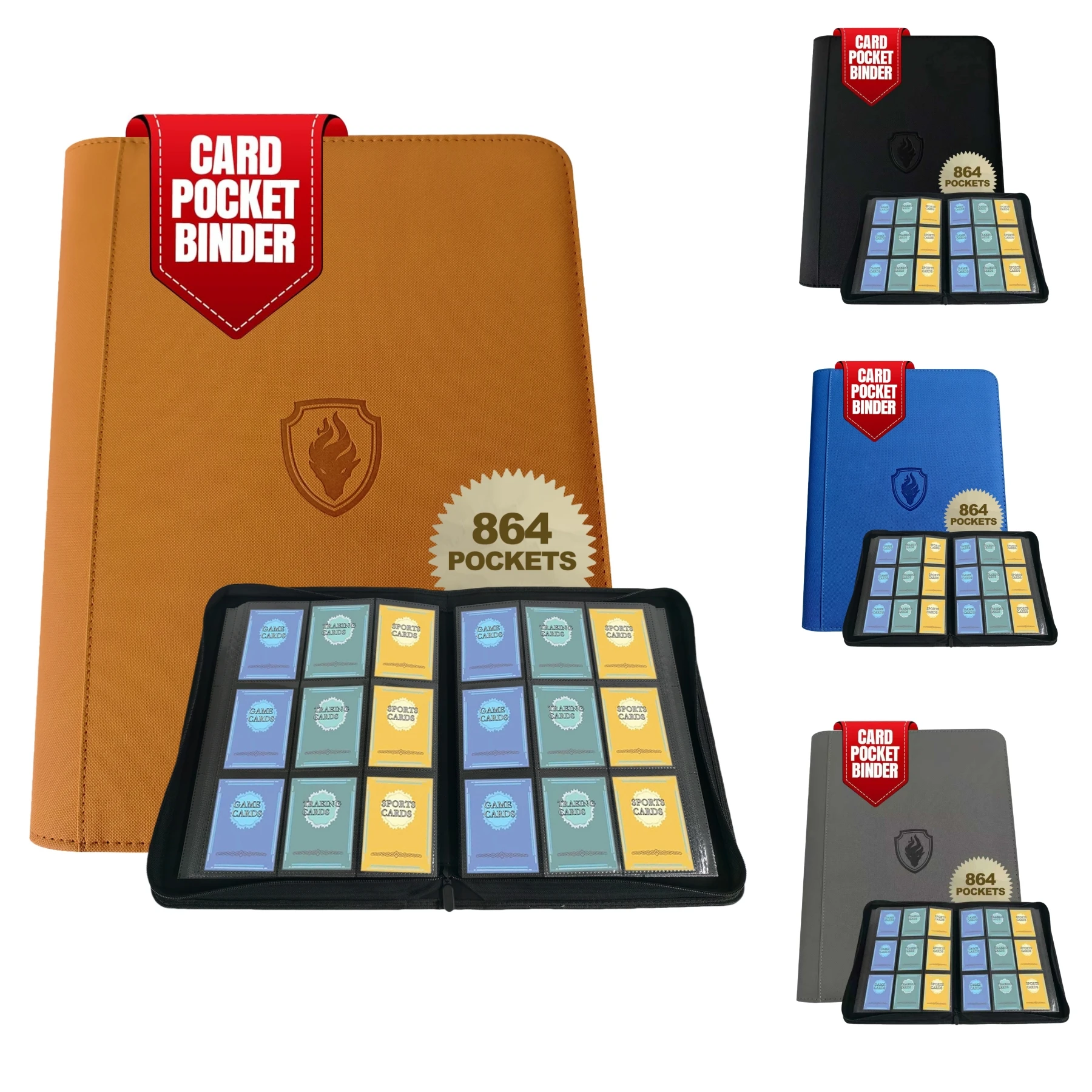 9-Pocket Ring-Less Card Binder, Double Capacity Can Hold 864 Cards, Suitable for Sport/YGO/PTCG/Game Cards