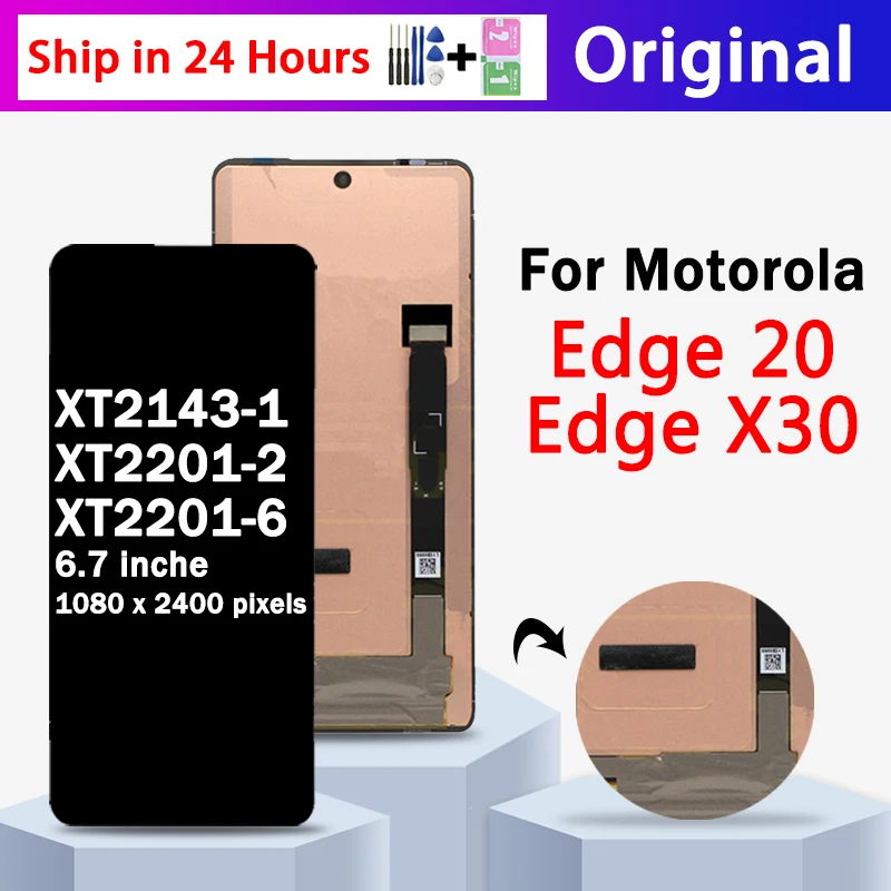 Original For Motorola Edge 20 Edge20  XT2143-1 LCD Screen Touch Digitizer Assembly For Motorola Edge X30 XT2201-2-6 Display