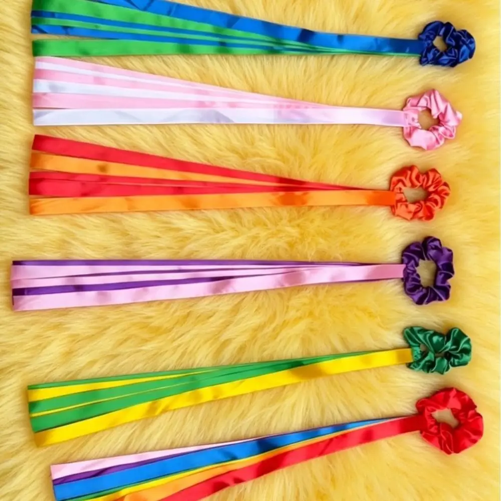 Tanz-Accessoires Polyester Gymnastik Langes Band Elastisches Regenbogenband Stirnband Mehrfarbige Handgelenkbänder Cheerleading – Detail 6