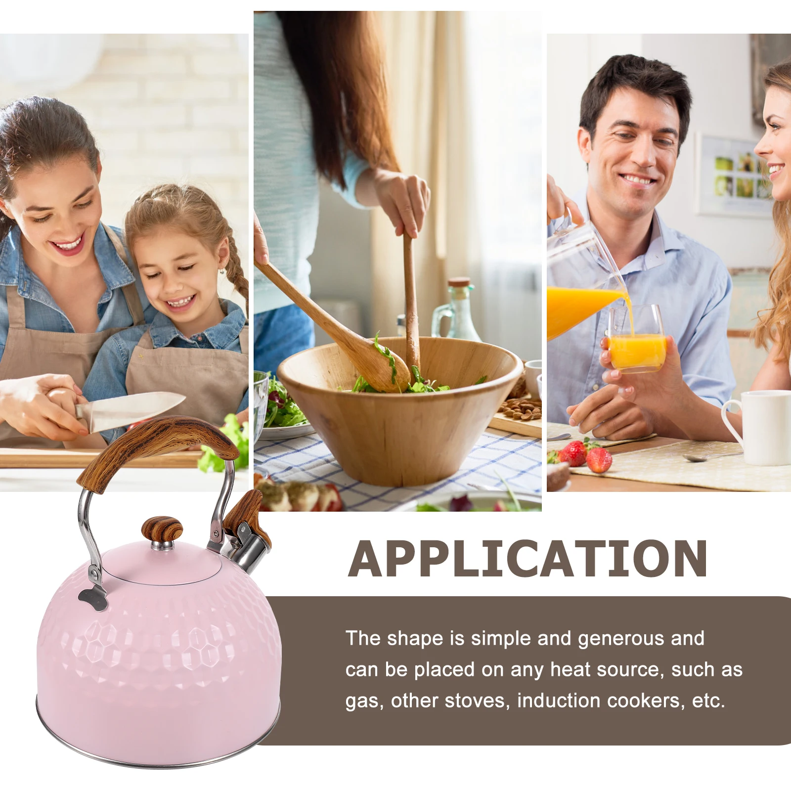 

Pink 2.5L Stainless Steel Whistling Kettle Large Capacity Stovetop Teakettle for Gas Induction Boiling Water Jug Restaurant