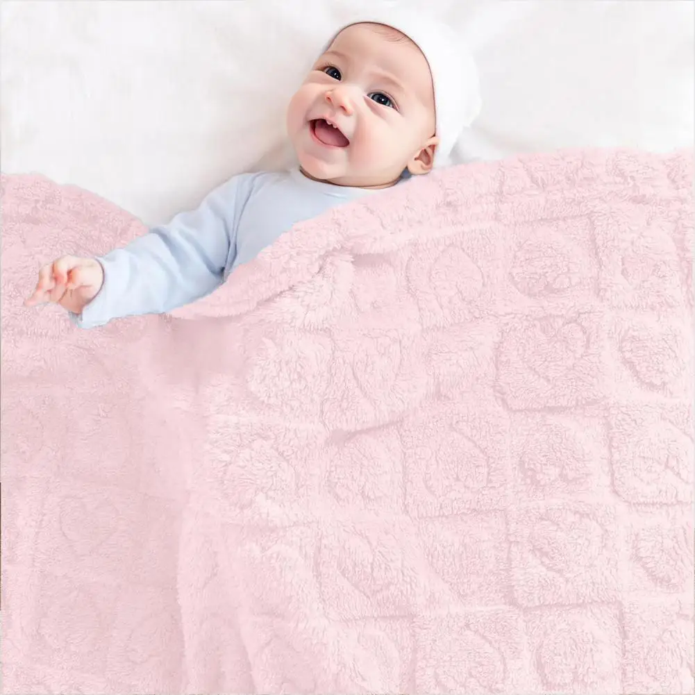 Blanket Fluffy Baby Blanket for Season Comfort Soft Touch Heat Pattern Solid Color Nursery Blanket for Boys