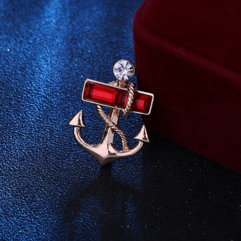 Mode Ruder Anker Broschen Revers Pin Kristall Strass männer Anzug Hemd Kragen Pins Luxulry Schmuck Abzeichen Zubehör – Detail 3