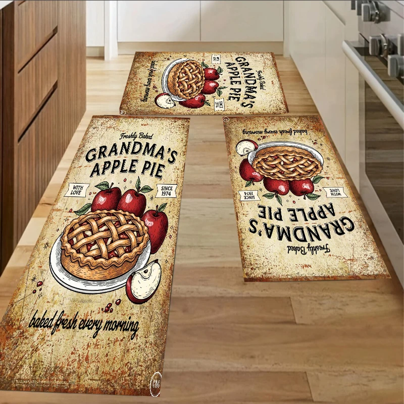 Alfombras decorativas para cocina con diseño de tarta de manzana, alfombras largas para entrada, alfombra para lavandería, alfombrillas para baño, alfombra de regalo para el hogar, decoración para sala de estar