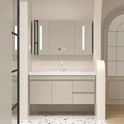 New Light Luxury Bathroom Cabinet Smart Mirror Cabinet Integrated Washbasin Modern Bathroom Sink Vanity Cabinet