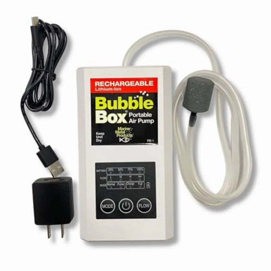 

RB-1 Rechargeable Bubble Box Live Bait Aerator, Water Resistant Air Pump, Portable