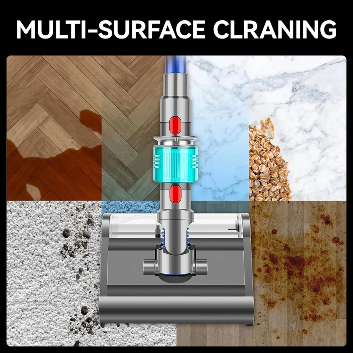 رأس تنظيف رطب وجاف كهربائي A17G لـ Dyson V7 V8 V10 V11 V15 فرشاة دوارة للمكنسة الكهربائية للأرضيات الصلبة وسجاد المنطقة