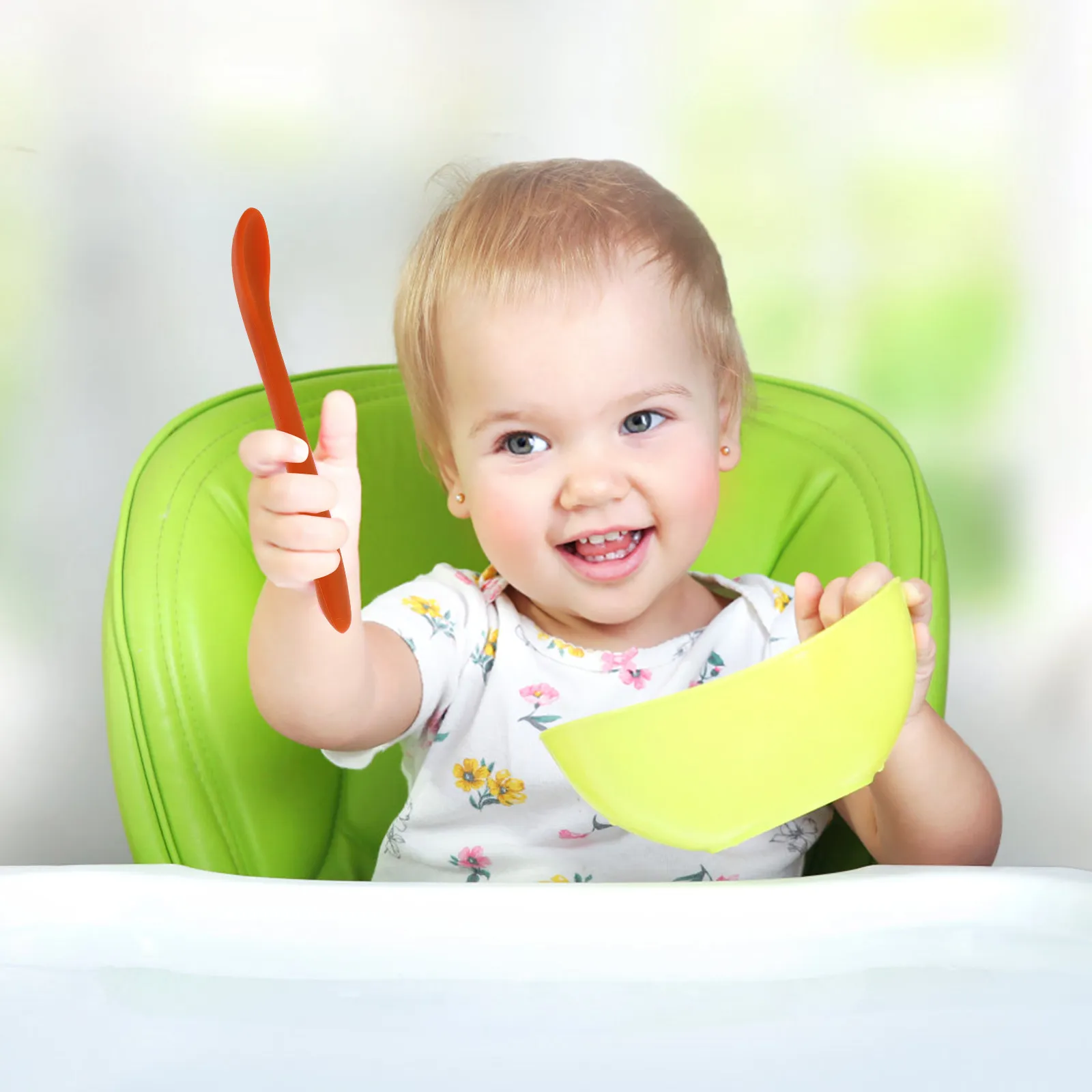 

Набор из 4 силиконовых ложек для кормления младенцев: гибкие, мягкие, для обучения самостоятельному приему пищи, для прорезывания зубов, детская посуда