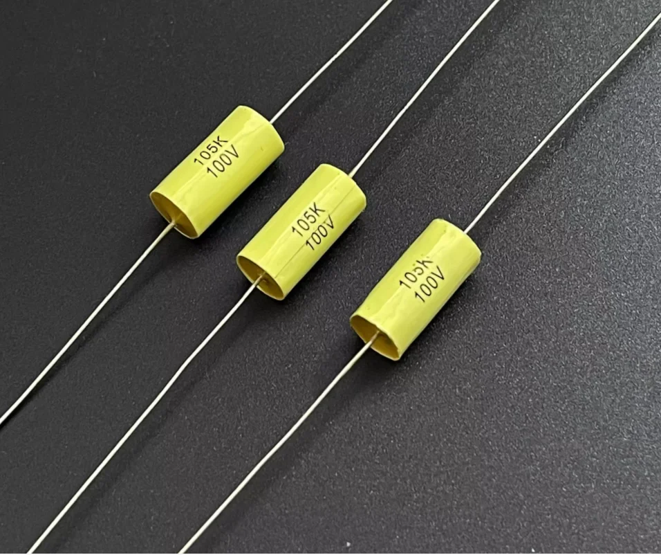 

100V 1UF 105K 1.0K Variable coreless axial thin-film non-inductive capacitor. Size: 8*16mm