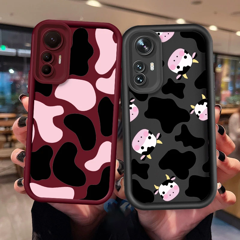 Cute Cartoon Cow For Xiaomi 12T 11 Lite Poco F5 F4 F3 F2 M3 Pro X5 X4 X3 GT 4G 5G Eye Ladder Cover Capa Fundas Phone Case image 3