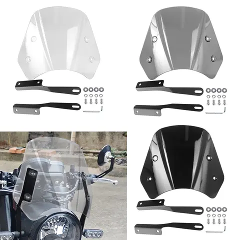 범용 오토바이 5-7 in Windshield Retro Motorbike Wind Deflector for Cafe Racer Royal Enfield Honda Yamaha Kawasaki Suzuki