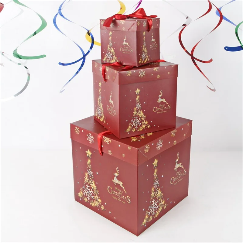 High Quality Christmas Gift Packaging Box Holiday Home Decoration Ornaments Shopping Mall Window Atmosphere Decor Gift Boxes